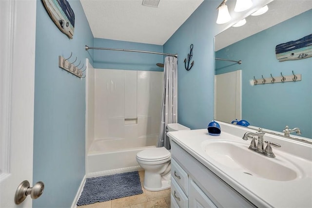 1201 Fairway Rd, Brunswick, GA 31525 - full bathroom with vanity, toilet, shower / tub combo, and tile patterned floors