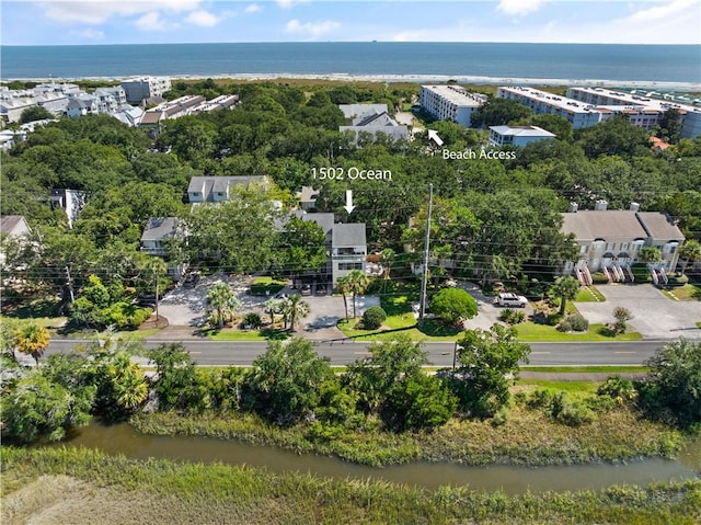 bird's eye view featuring a water view