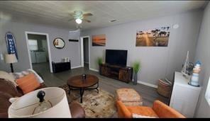 living room with wood-type flooring