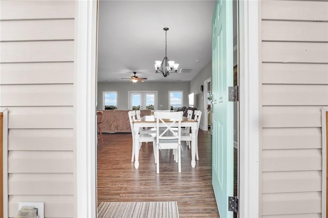 interior space featuring ceiling fan