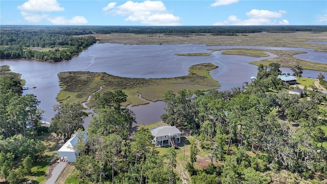 bird's eye view featuring a water view