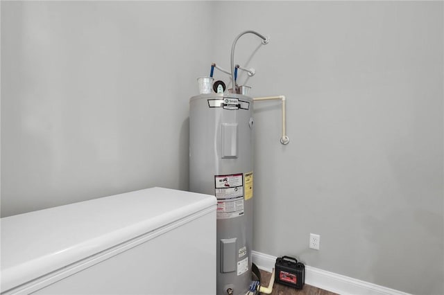 utility room with water heater