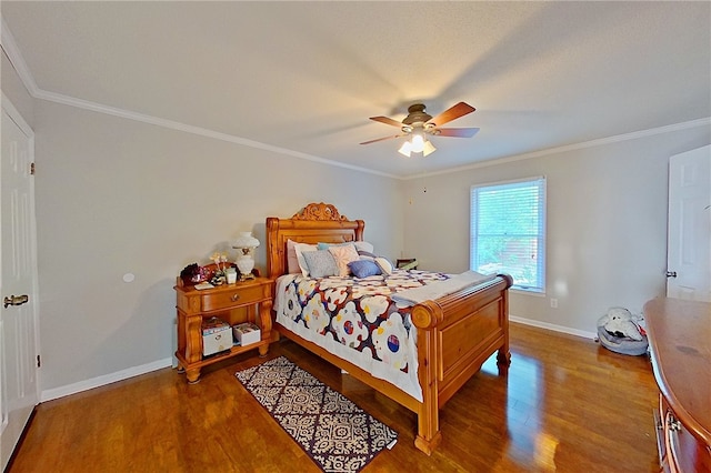 1622 Booth St, Waycross, GA 31501 - bedroom featuring wood finished floors, crown molding, baseboards, and a ceiling fan