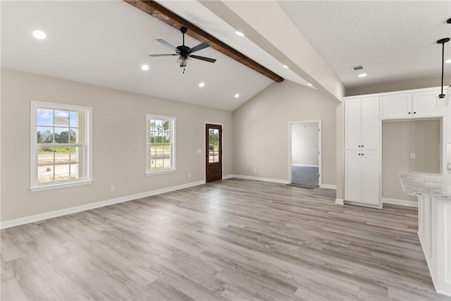 4432 Pembers Rd, Nahunta, GA 31553 - unfurnished living room with plenty of natural light, recessed lighting, a ceiling fan, and light wood-style floors