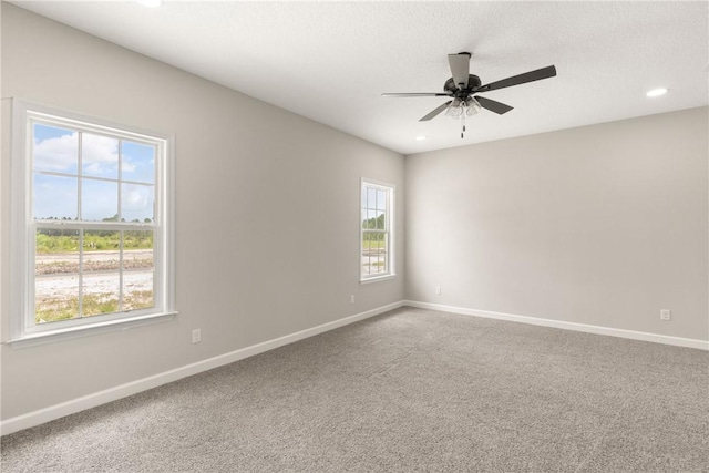 4432 Pembers Rd, Nahunta, GA 31553 - unfurnished room featuring carpet flooring, ceiling fan, recessed lighting, and a textured ceiling