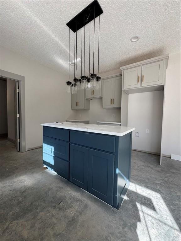 149 S Deborah Cir, Jesup, GA 31546 - kitchen featuring a textured ceiling, unfinished concrete flooring, decorative light fixtures, and light countertops