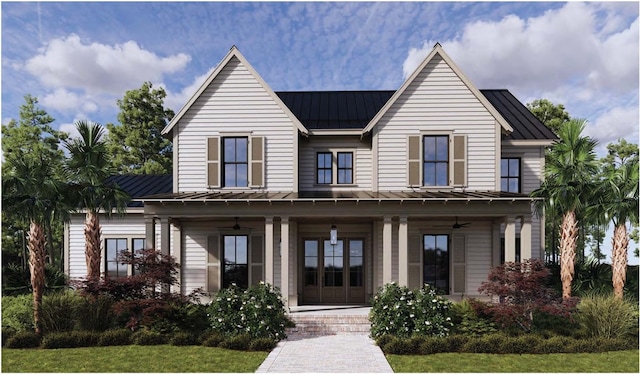 view of front facade featuring covered porch