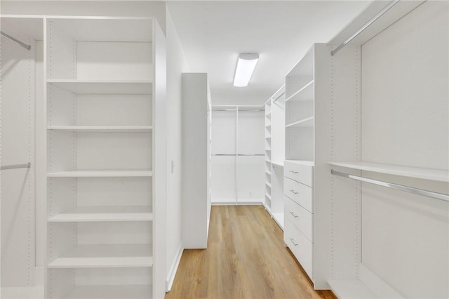 spacious closet with light hardwood / wood-style floors