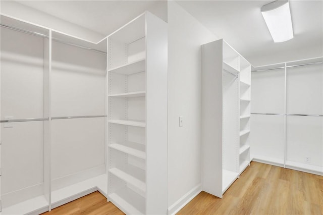 walk in closet with hardwood / wood-style flooring