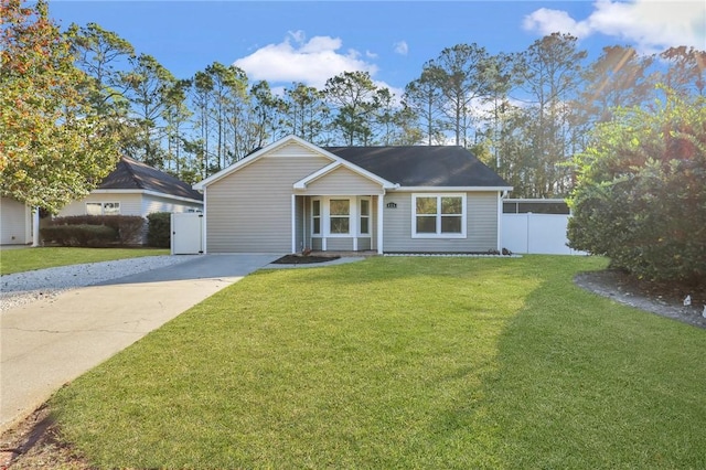 single story home with a front yard