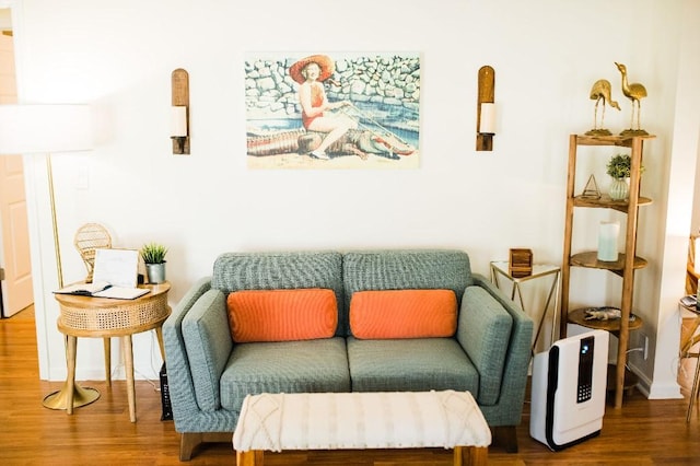 living area featuring hardwood / wood-style floors