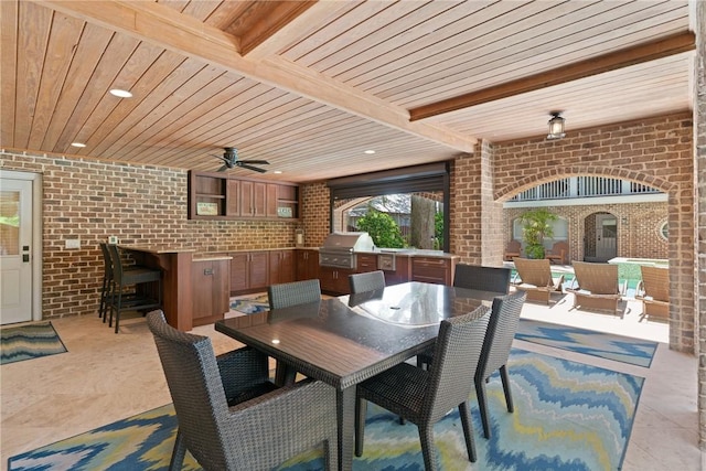 622 Beachview Dr, Saint Simons Island, GA 31522 - view of patio / terrace featuring area for grilling, outdoor dining space, and ceiling fan