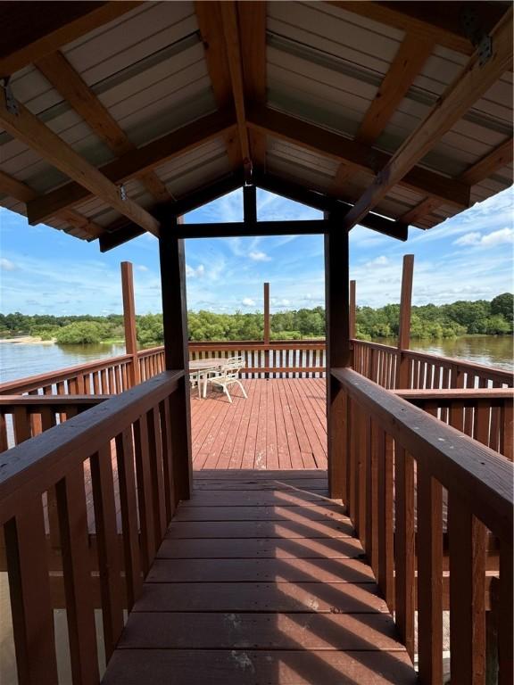 deck with a water view