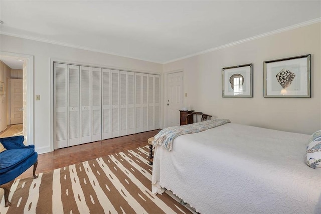 bedroom with ornamental molding