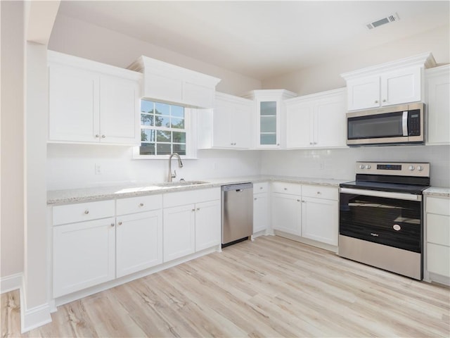 kitchen featuring white cabinetry, sink, and appliances with stainless steel finishes