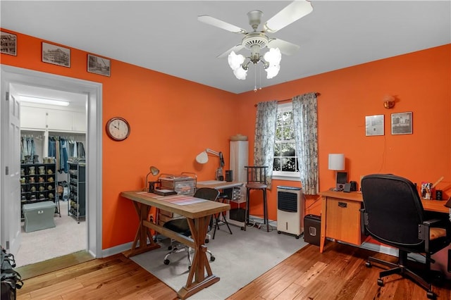 1001 Coral Rd, Waycross, GA 31501 - office space with ceiling fan, hardwood / wood-style floors, and baseboards