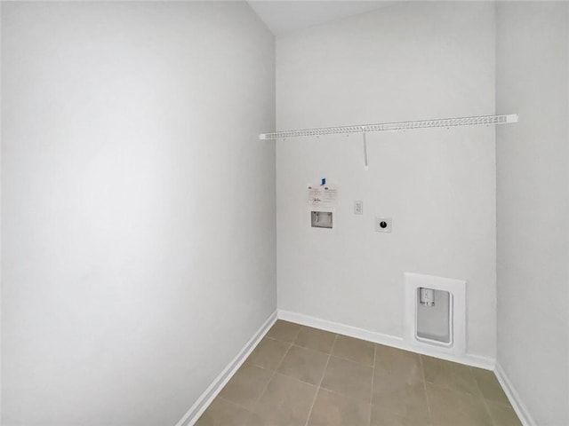 laundry room with washer hookup, laundry area, baseboards, and hookup for an electric dryer