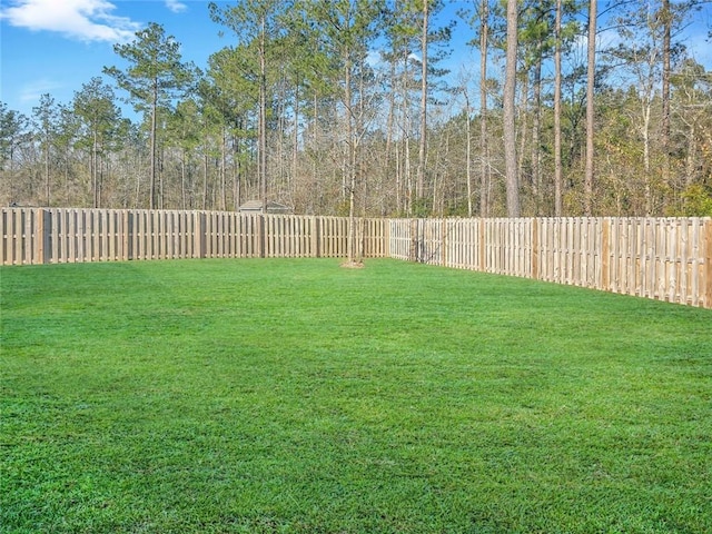 view of yard featuring a fenced backyard