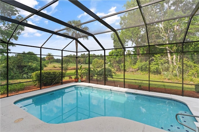 swimming pool featuring a lanai