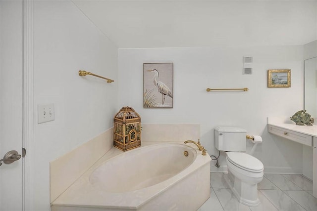 bathroom with a bathing tub and toilet