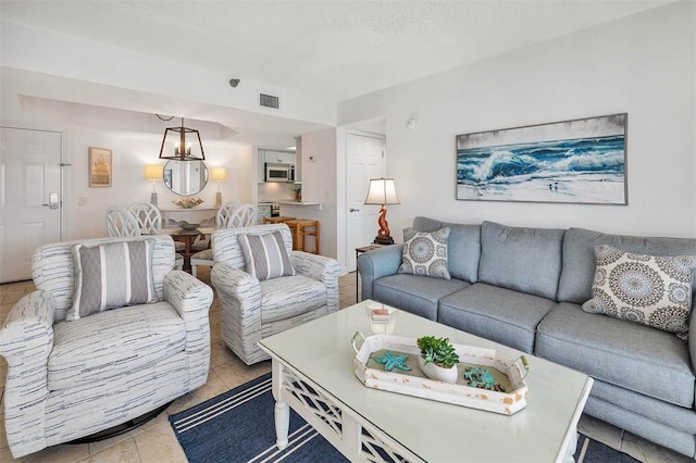 view of tiled living room