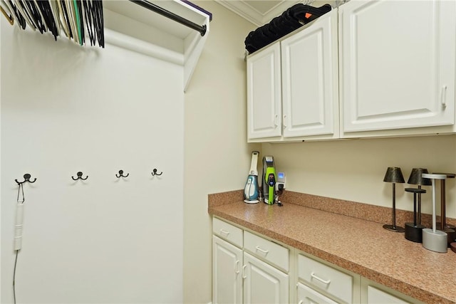 219 Abbott Ln, Saint Simons Island, GA 31522 - laundry room featuring crown molding