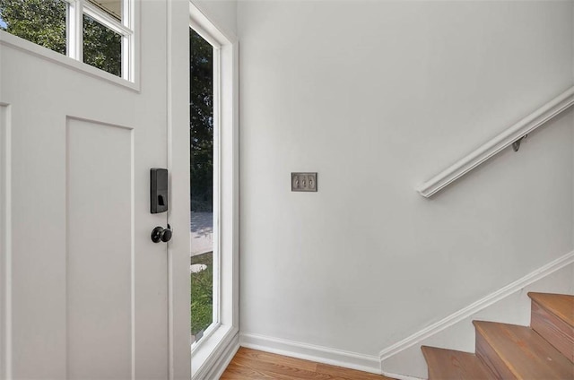 foyer entrance featuring light hardwood / wood-style flooring and a healthy amount of sunlight