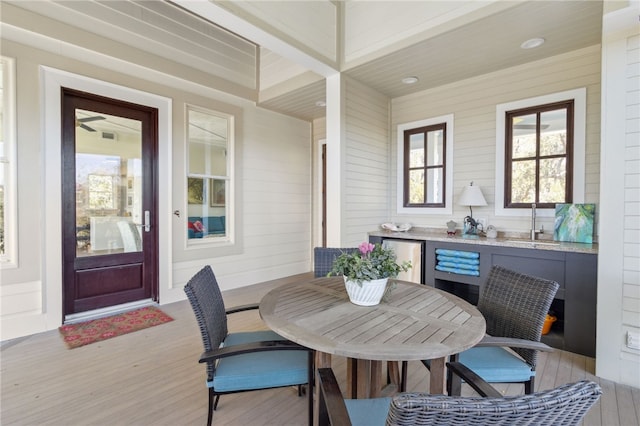 wooden deck with sink