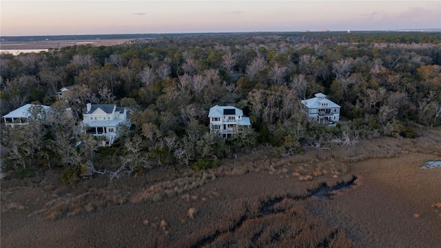 view of aerial view at dusk