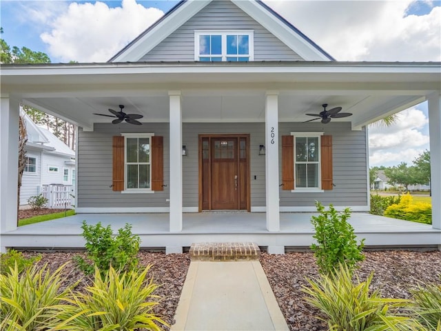 206 Placid Rd, Saint Marys, GA 31558 - entrance to property featuring ceiling fan and covered porch