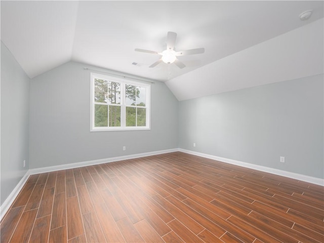 206 Placid Rd, Saint Marys, GA 31558 - additional living space with ceiling fan, dark wood-style floors, and vaulted ceiling