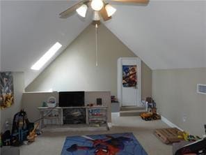 105 Lonnie Johnson Rd, Hazlehurst, GA 31539 - additional living space with a ceiling fan, vaulted ceiling, and carpet floors