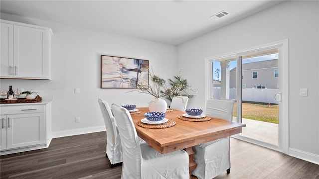 1037 Lakes Blvd, Brunswick, GA 31525 - dining room featuring baseboards and dark wood-style flooring
