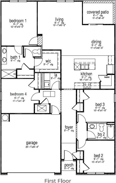 1037 Lakes Blvd, Brunswick, GA 31525 - view of floor plan / room layout