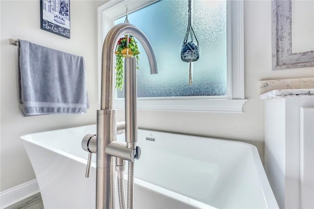 bathroom featuring a washtub and sink