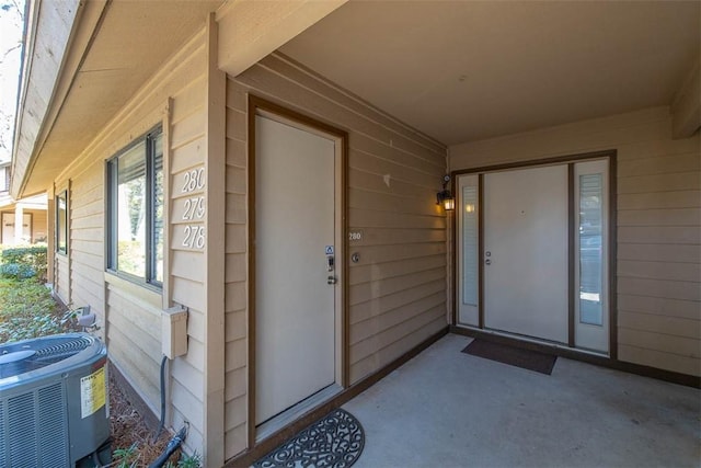 property entrance featuring central AC