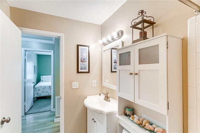 850 Mallery St Unit 4S, Saint Simons Island, GA 31522 - bathroom featuring vanity, wood finished floors, baseboards, and a textured ceiling