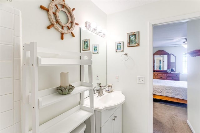 850 Mallery St Unit 4S, Saint Simons Island, GA 31522 - bathroom with connected bathroom, a ceiling fan, and vanity