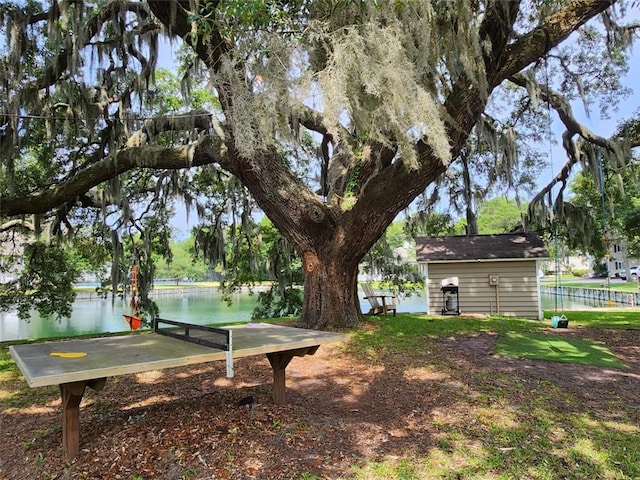 exterior space featuring a water view