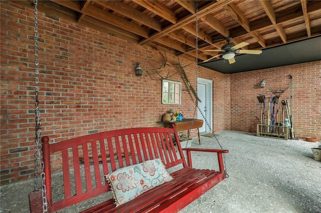 view of patio with a ceiling fan