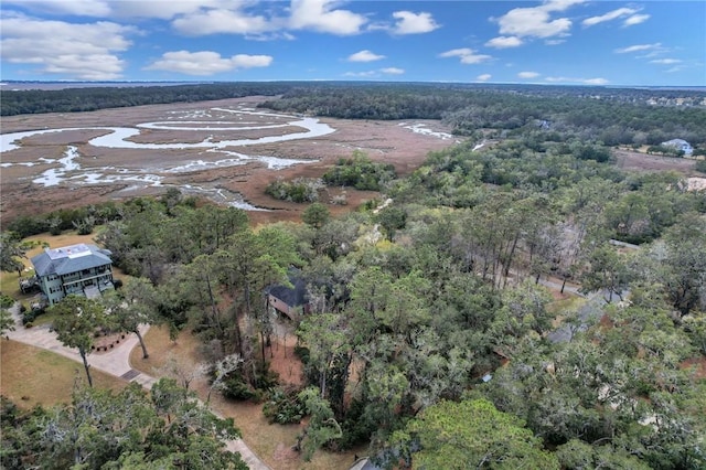 bird's eye view featuring a view of trees