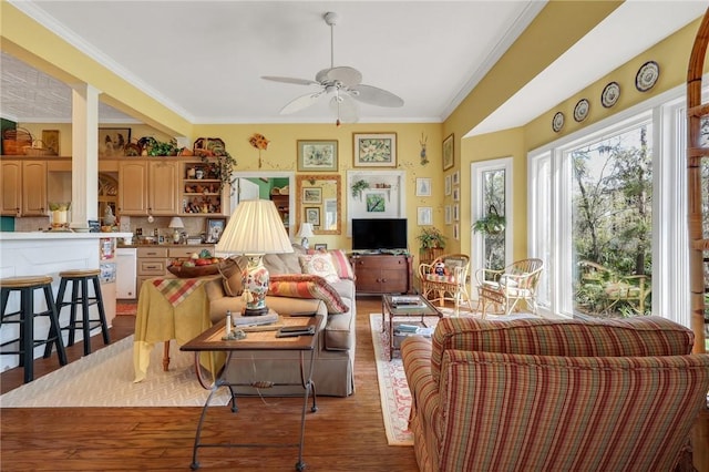 sunroom with ceiling fan