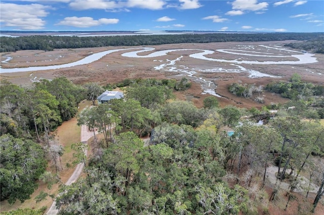 bird's eye view featuring a view of trees