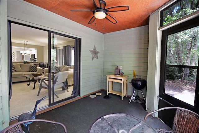 874 Wimbledon Dr, Saint Simons Island, GA 31522 - sunroom with healthy amount of natural light and a ceiling fan