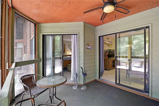874 Wimbledon Dr, Saint Simons Island, GA 31522 - sunroom with plenty of natural light and ceiling fan