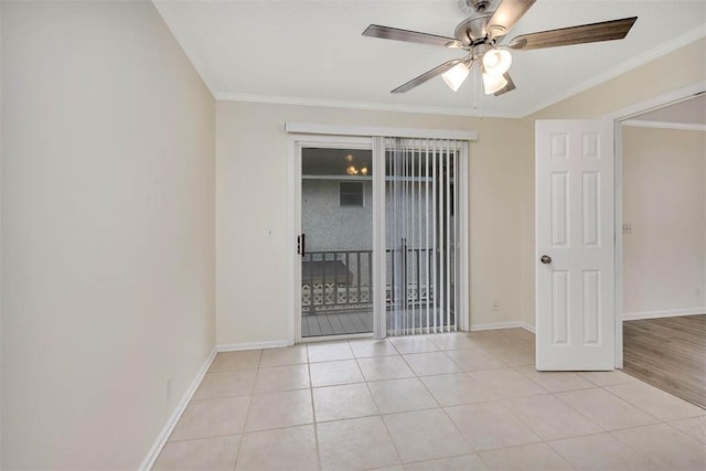 239 Georgia St, Saint Simons Island, GA 31522 - unfurnished room featuring ornamental molding, ceiling fan, and light tile patterned floors