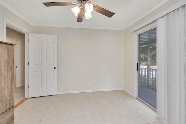 239 Georgia St, Saint Simons Island, GA 31522 - spare room featuring crown molding, ceiling fan, and light tile patterned floors