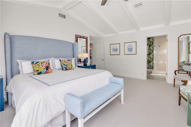 122 Saint Andrews Dr, Saint Simons Island, GA 31522 - carpeted bedroom with ensuite bathroom and ceiling fan