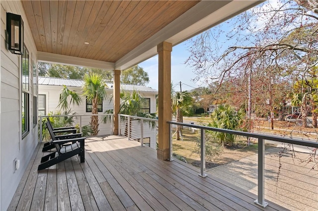 wooden deck featuring covered porch