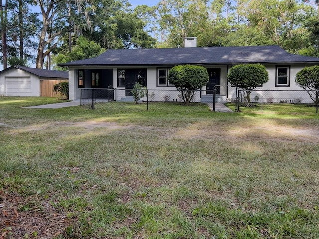 4166 Southern Rd, Brunswick, GA 31520 - ranch-style house with an outdoor structure and a chimney